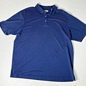 Tommy Bahama Men Polo Shirt XL Navy Blue Stripe Modal Short Sleeve Casual Golf